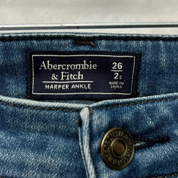 Abercrombie & Fitch Jeans Women's Sz 25 Blue Harper Ankle Cropped Raw Hem Denim - Picture 6 of 12